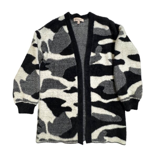 Philosophy Women’s Black White Gray Cardigan Long Open Front Soft Cozy Size S - Picture 12 of 13